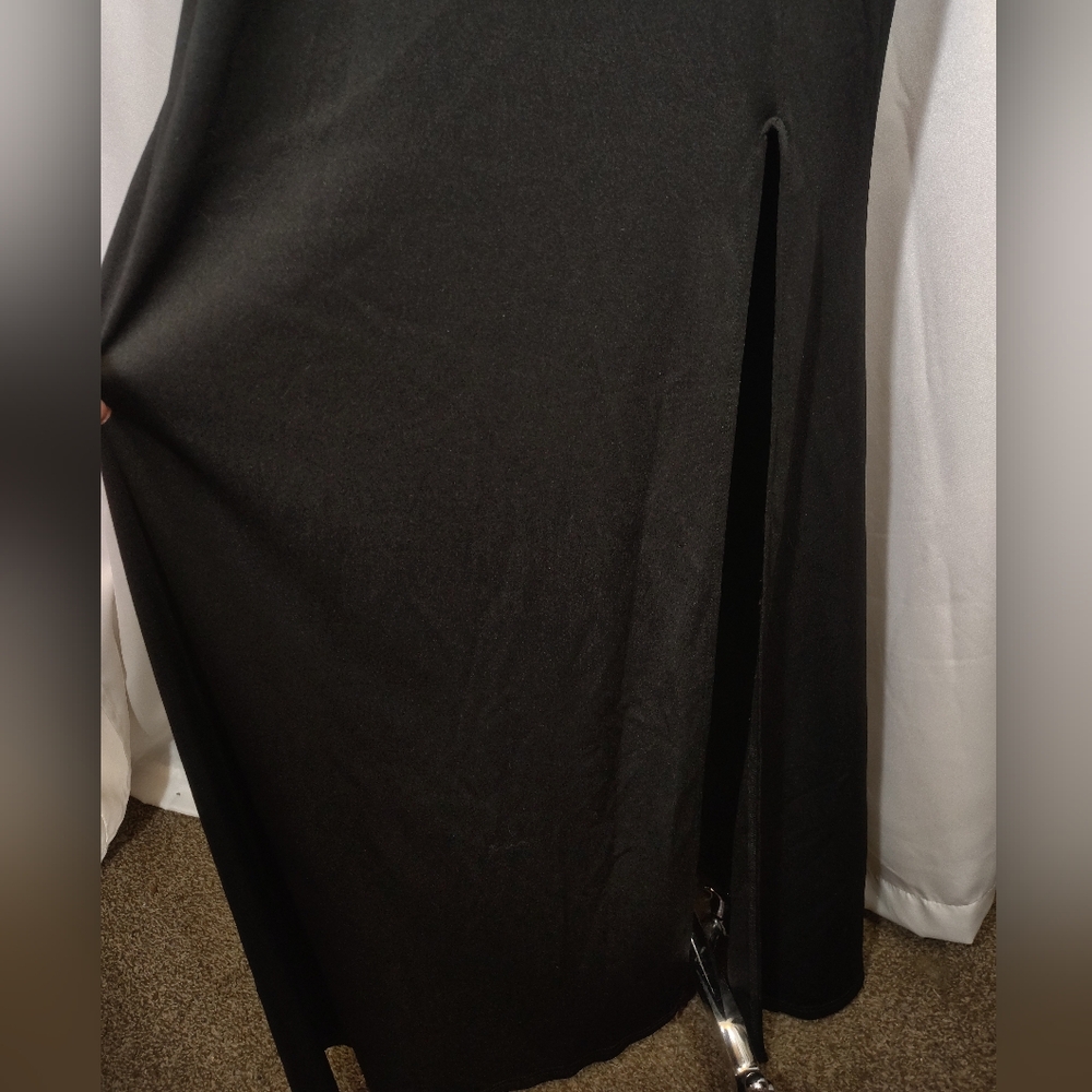 2 Pc: Charlotte Rose Sheath Dress+ Crop Suit Jacket, Black/Silver Floor Lngth, M - Picture 13 of 16
